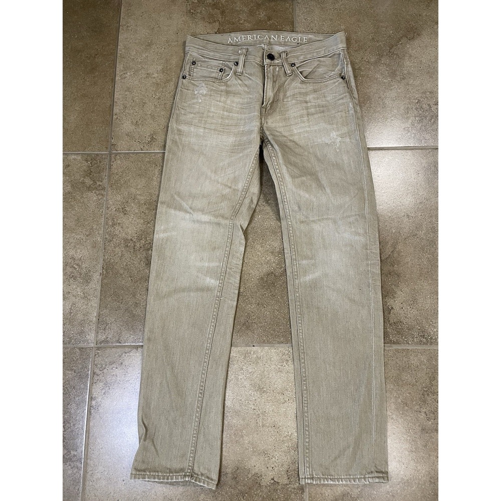 American Eagle Men's Size 29x32 Slim Fit Beige Khaki Denim Jeans